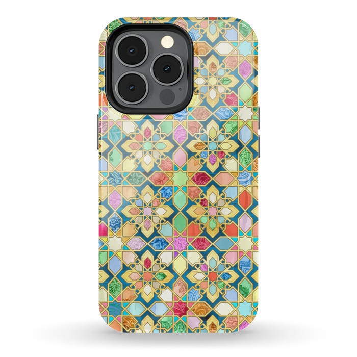 iPhone 13 pro StrongFit Gilded Moroccan Mosaic Tiles by Micklyn Le Feuvre