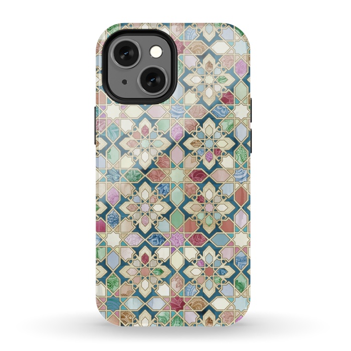 iPhone 13 mini StrongFit Muted Moroccan Mosaic Tiles by Micklyn Le Feuvre