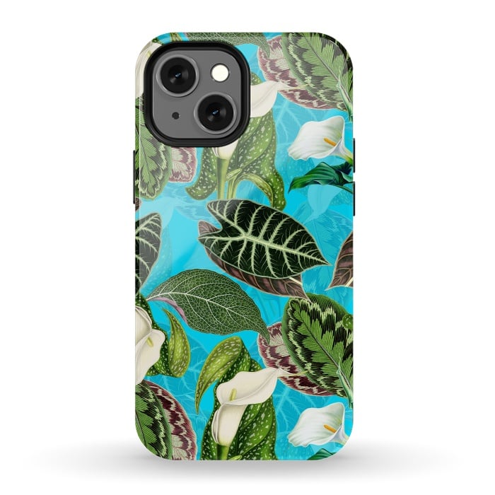 iPhone 13 mini StrongFit Fresh tropical Flowers and Leaves Pattern by  Utart