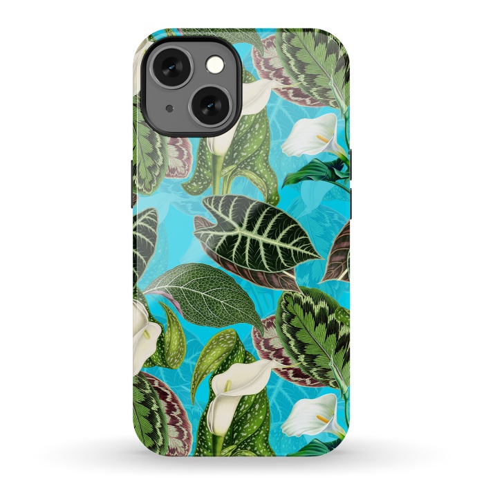 iPhone 13 StrongFit Fresh tropical Flowers and Leaves Pattern by  Utart