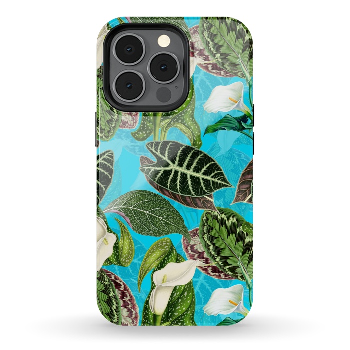 iPhone 13 pro StrongFit Fresh tropical Flowers and Leaves Pattern by  Utart