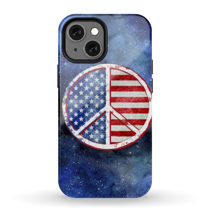 iPhone 13 mini StrongFit Peace Sign Stars and Stripes USA Flag 2 by Andrea Haase