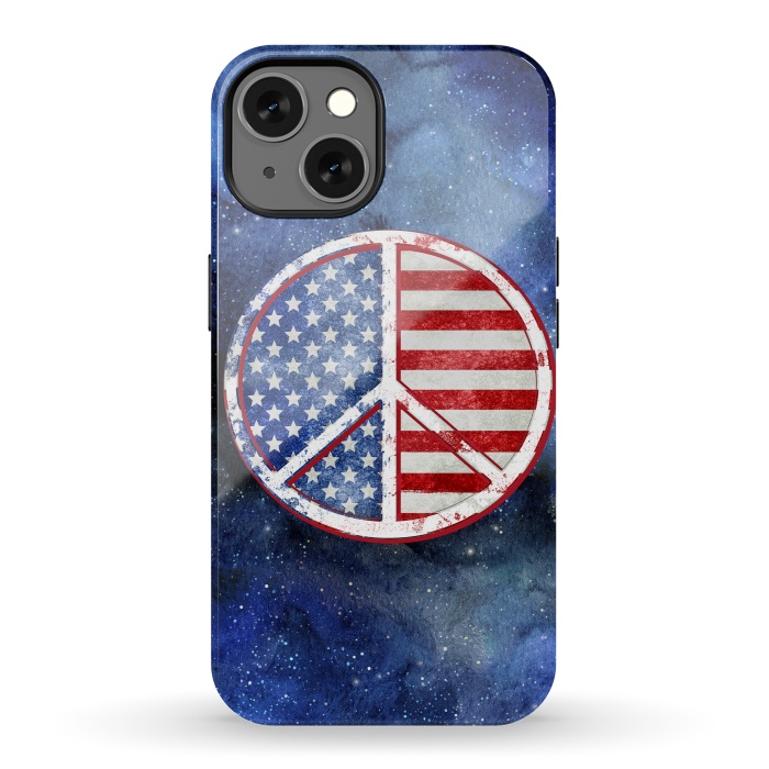 iPhone 13 StrongFit Peace Sign Stars and Stripes USA Flag 2 by Andrea Haase