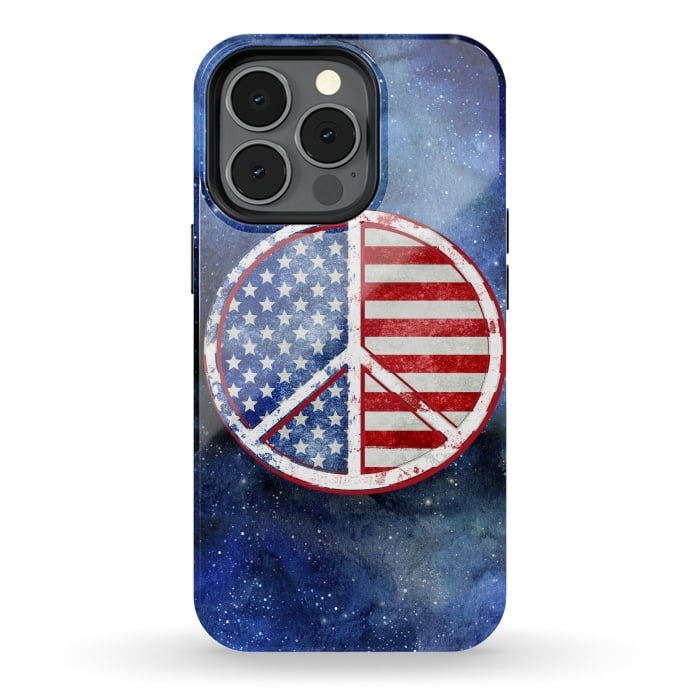 iPhone 13 pro StrongFit Peace Sign Stars and Stripes USA Flag 2 by Andrea Haase