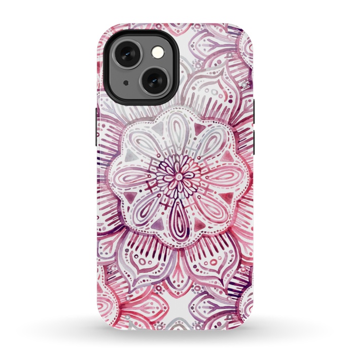iPhone 13 mini StrongFit Burgundy Blush Watercolor Mandala by Micklyn Le Feuvre