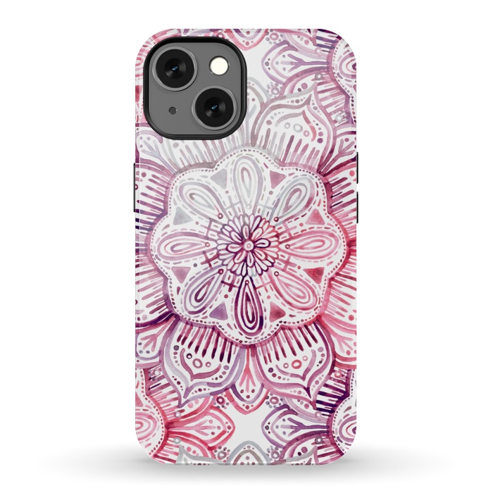 iPhone 13 StrongFit Burgundy Blush Watercolor Mandala by Micklyn Le Feuvre