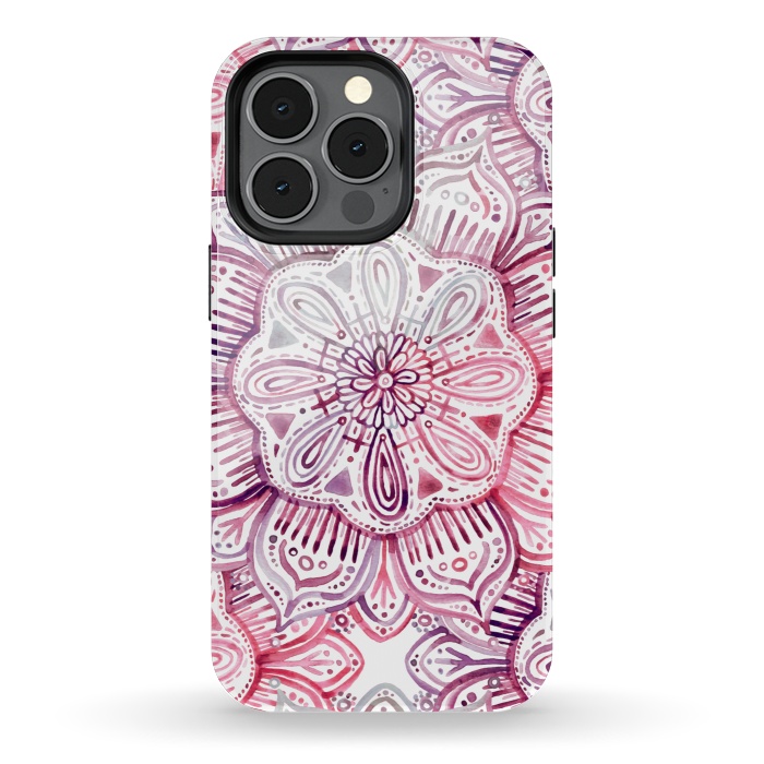 iPhone 13 pro StrongFit Burgundy Blush Watercolor Mandala by Micklyn Le Feuvre