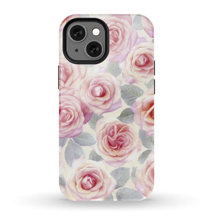 iPhone 13 mini StrongFit Painted Pink and Mauve Roses by Micklyn Le Feuvre