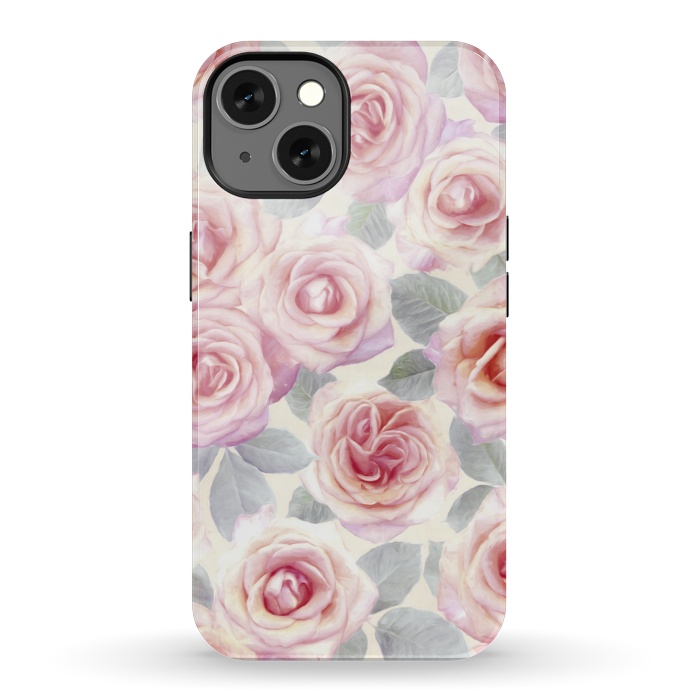 iPhone 13 StrongFit Painted Pink and Mauve Roses by Micklyn Le Feuvre