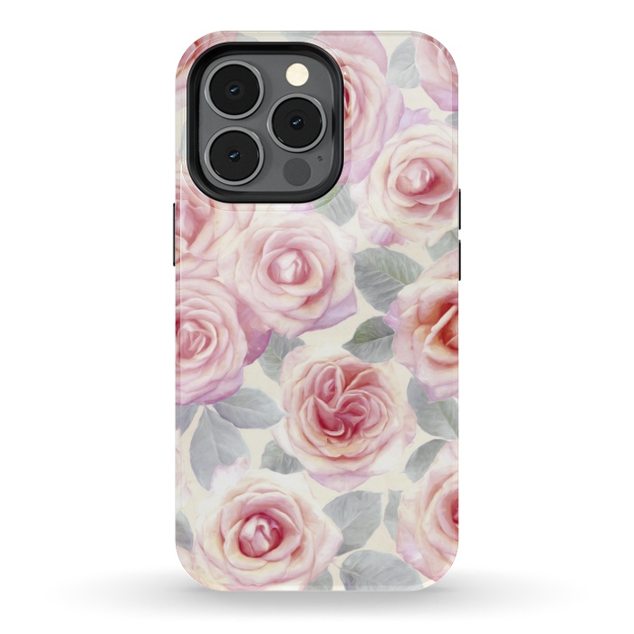 iPhone 13 pro StrongFit Painted Pink and Mauve Roses by Micklyn Le Feuvre