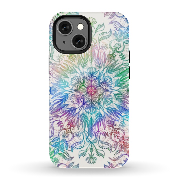 iPhone 13 mini StrongFit Nature Mandala in Rainbow Hues by Micklyn Le Feuvre