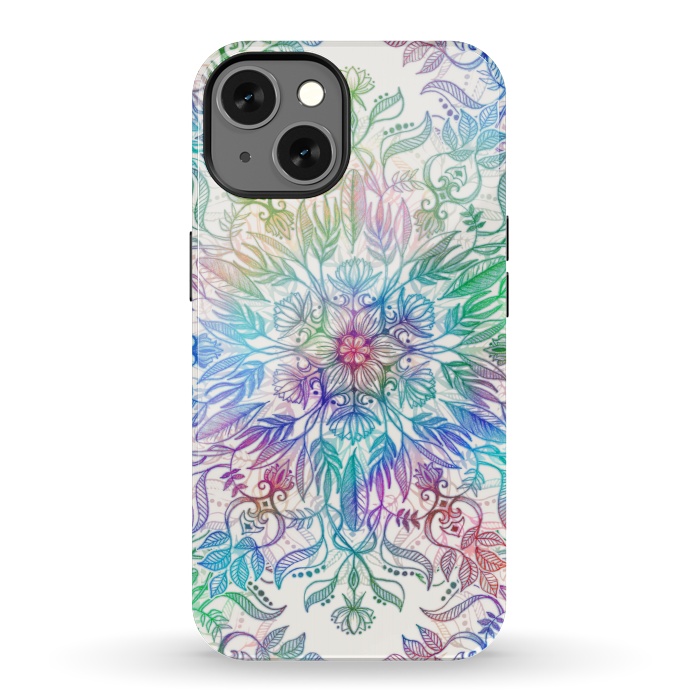 iPhone 13 StrongFit Nature Mandala in Rainbow Hues by Micklyn Le Feuvre