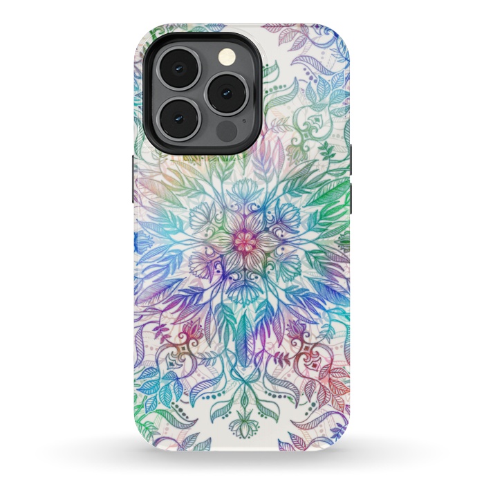 iPhone 13 pro StrongFit Nature Mandala in Rainbow Hues by Micklyn Le Feuvre