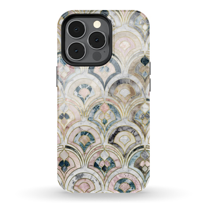 iPhone 13 pro StrongFit Art Deco Marble Tiles in Soft Pastels by Micklyn Le Feuvre