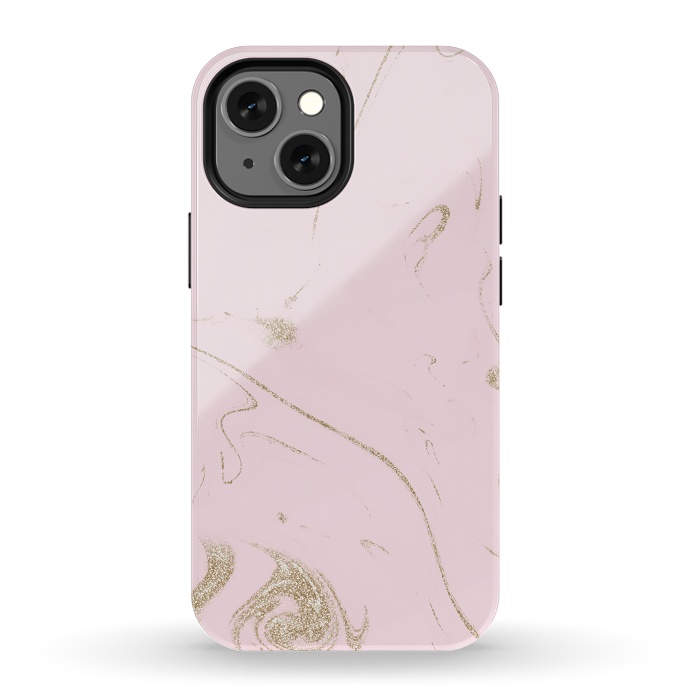 iPhone 13 mini StrongFit Luxe gold and blush marble image by InovArts