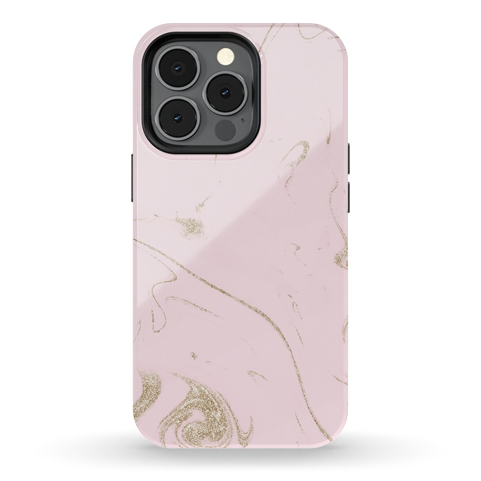 iPhone 13 pro StrongFit Luxe gold and blush marble image by InovArts