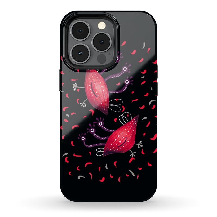 iPhone 13 pro StrongFit Cute Funny Red Three Eyed Cartoon Aliens by Boriana Giormova