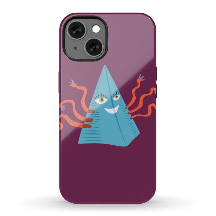 iPhone 13 StrongFit Weird Blue Alien Pyramid Character With Tentacles by Boriana Giormova