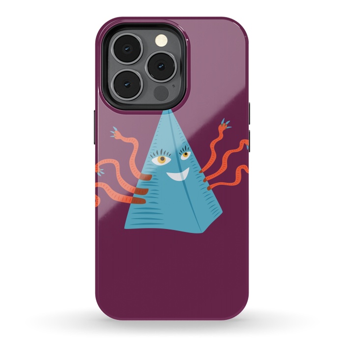 iPhone 13 pro StrongFit Weird Blue Alien Pyramid Character With Tentacles by Boriana Giormova