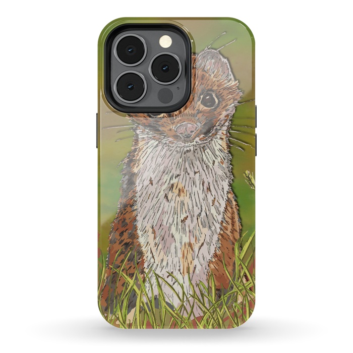iPhone 13 pro StrongFit Summer Stoat by Lotti Brown