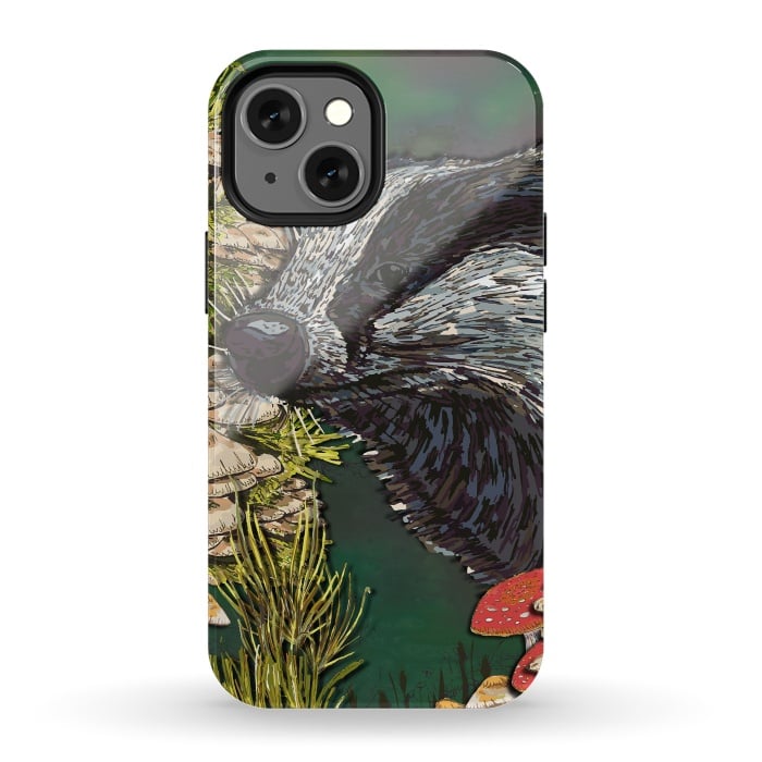 iPhone 13 mini StrongFit Badger Woodland Walk by Lotti Brown