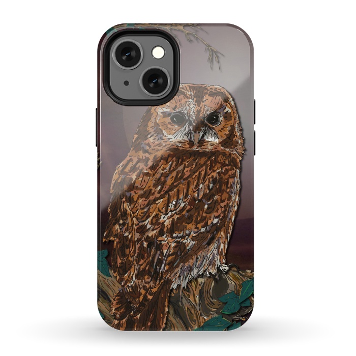 iPhone 13 mini StrongFit Tawny Owl - Mistress of the Night by Lotti Brown
