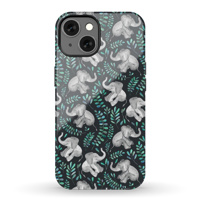 iPhone 13 StrongFit Laughing Baby Elephants by Micklyn Le Feuvre