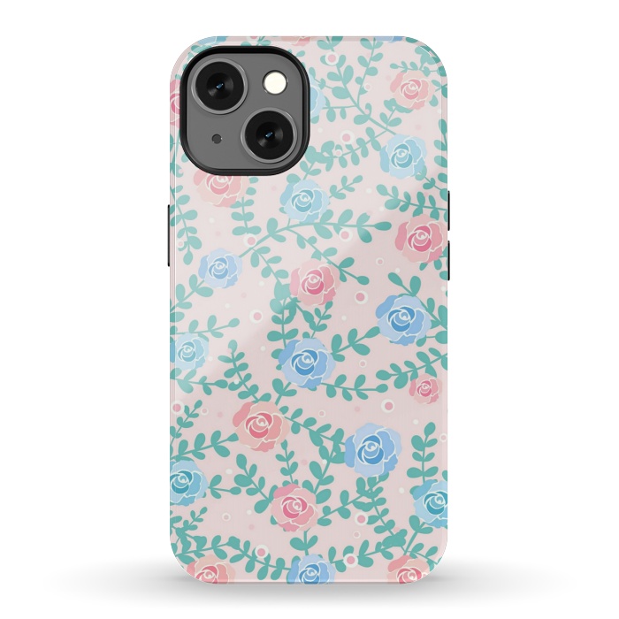iPhone 13 StrongFit Pink blue roses by Jms