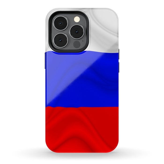 iPhone 13 pro StrongFit Russia Waving Flag Digital Silk Satin Fabric by BluedarkArt