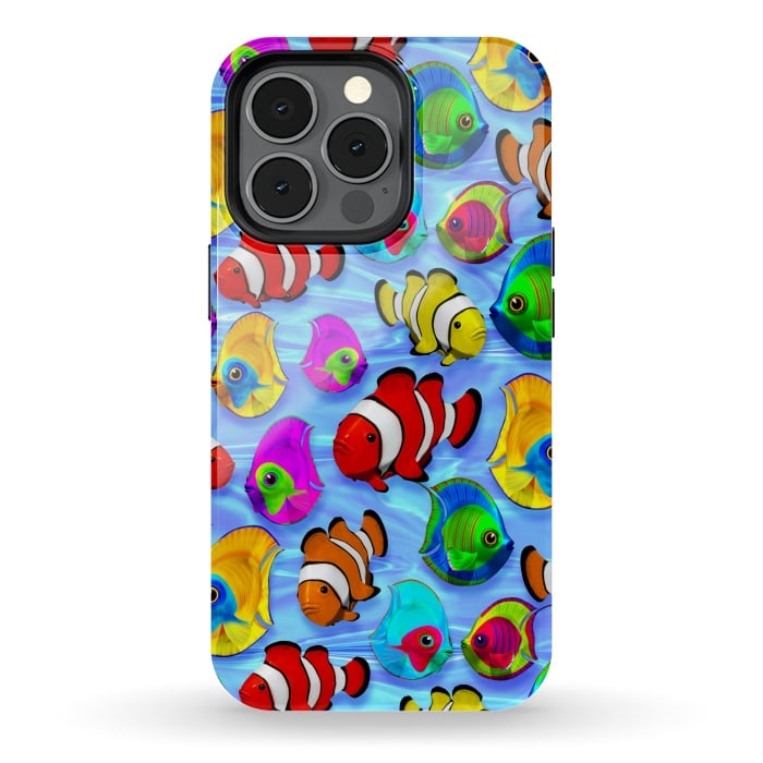 iPhone 13 pro StrongFit Tropical Colorful Fish Pattern by BluedarkArt