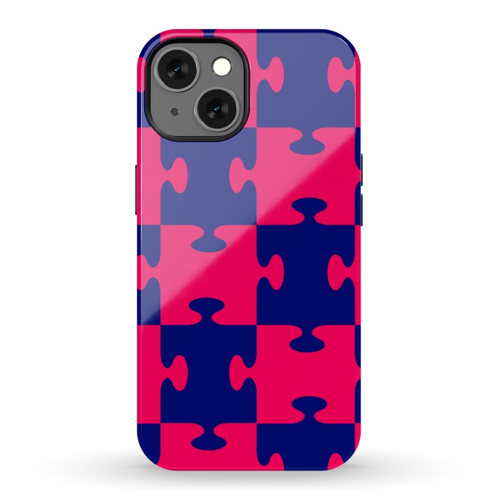 iPhone 13 StrongFit jigsaw blue pink by MALLIKA