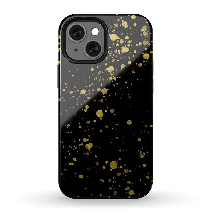 iPhone 13 mini StrongFit Gold and Black Splatter by Ashley Camille