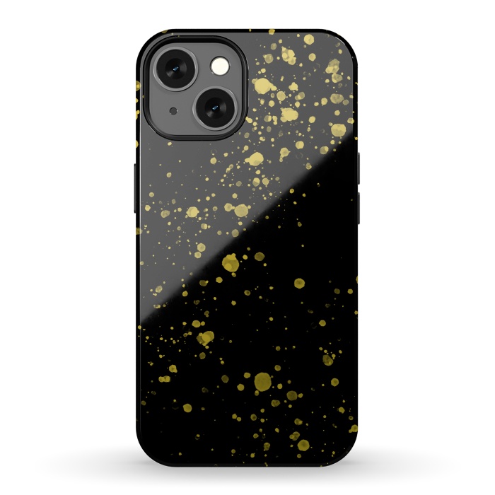 iPhone 13 StrongFit Gold and Black Splatter by Ashley Camille