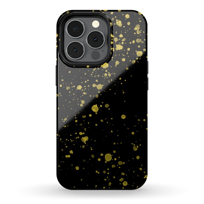 iPhone 13 pro StrongFit Gold and Black Splatter by Ashley Camille