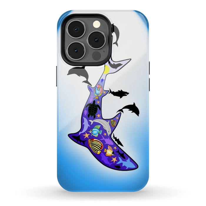iPhone 13 pro StrongFit Shark MarineLife Scenery Patterned by BluedarkArt