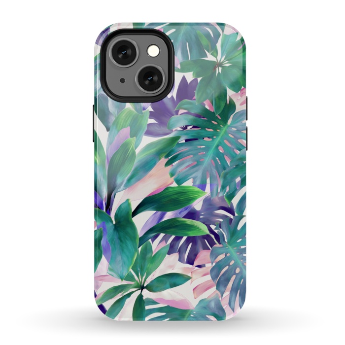 iPhone 13 mini StrongFit Pastel Summer Tropical Jungle by Micklyn Le Feuvre
