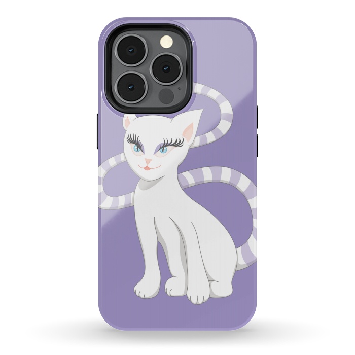 iPhone 13 pro StrongFit Beautiful Cartoon Cute White Cat by Boriana Giormova