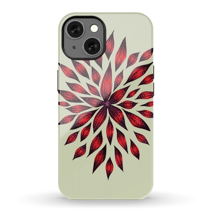 iPhone 13 StrongFit Hand Drawn Abstract Red Ink Doodle Flower by Boriana Giormova
