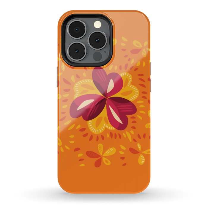 iPhone 13 pro StrongFit Abstract Clovers In Pink Yellow And Orange by Boriana Giormova