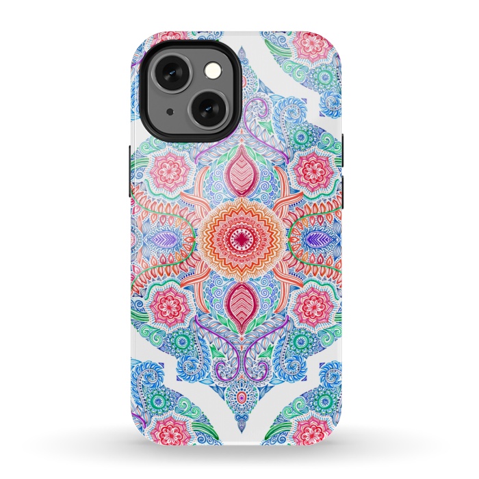 iPhone 13 mini StrongFit Ink and Symmetry in Rainbow Brights by Micklyn Le Feuvre