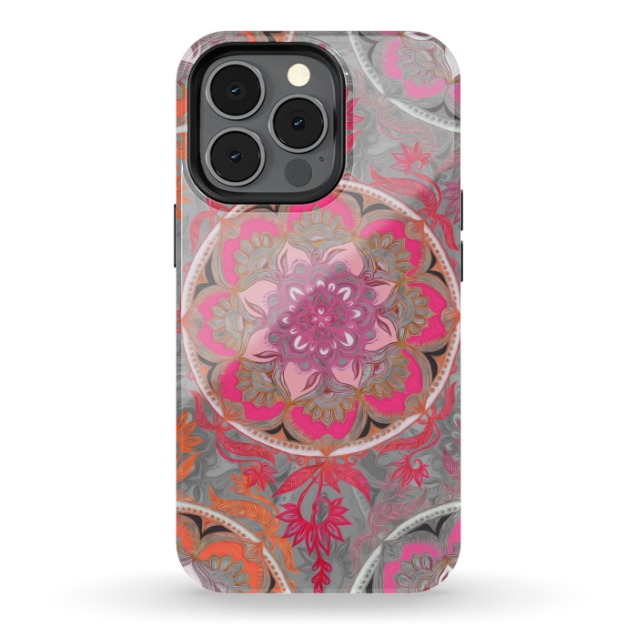 iPhone 13 pro StrongFit Hot Pink, Magenta and Orange Super Boho Medallions by Micklyn Le Feuvre