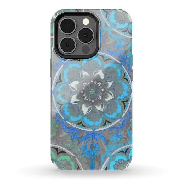 iPhone 13 pro StrongFit Mint Green, Blue & Aqua Super Boho Medallions by Micklyn Le Feuvre