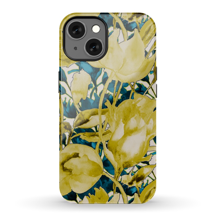 iPhone 13 StrongFit Yellow watercolour floral by Kashmira Baheti