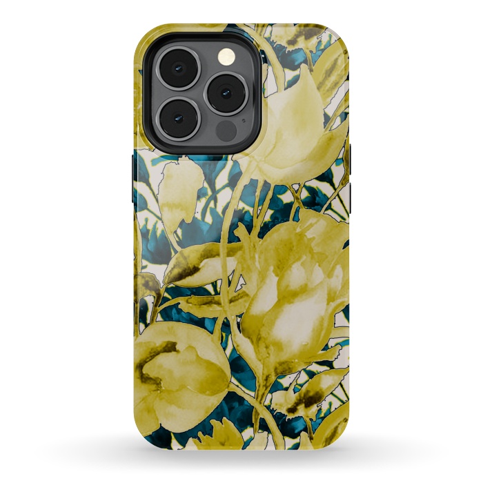 iPhone 13 pro StrongFit Yellow watercolour floral by Kashmira Baheti
