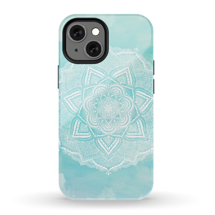 iPhone 13 mini StrongFit Mandala flower turquoise by Jms