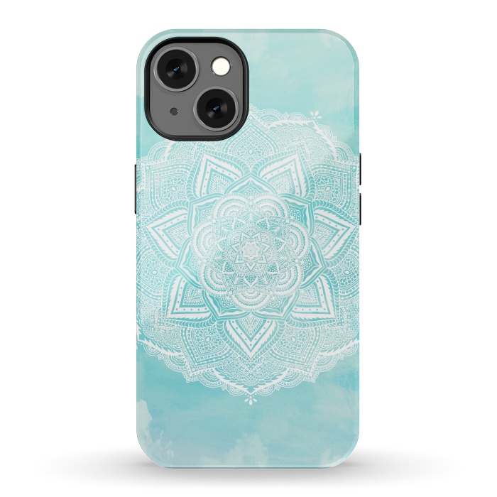iPhone 13 StrongFit Mandala flower turquoise by Jms