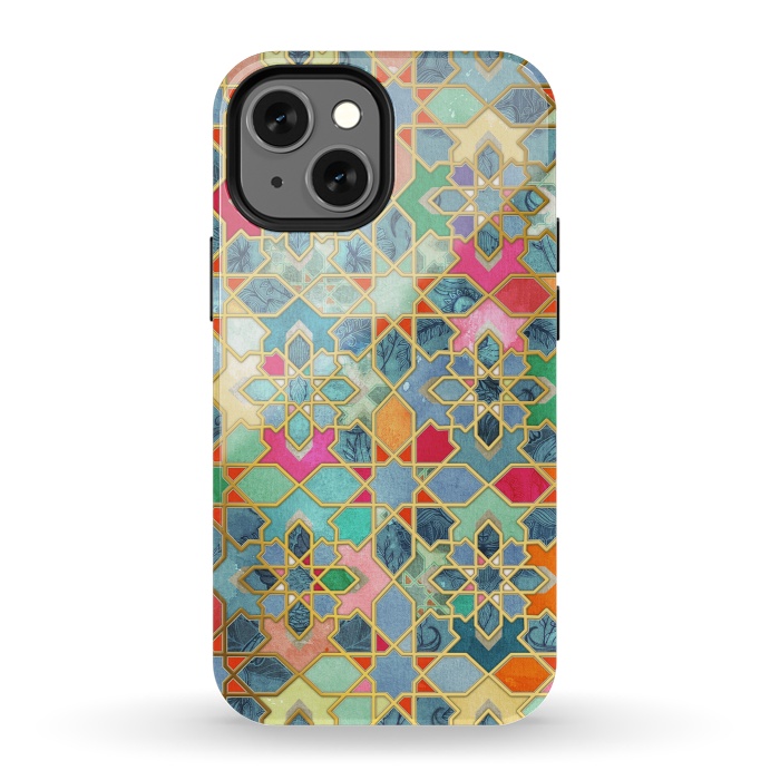iPhone 13 mini StrongFit Gilt & Glory - Colorful Moroccan Mosaic by Micklyn Le Feuvre