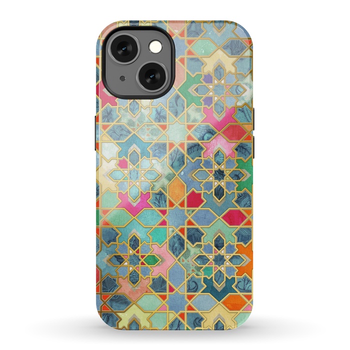 iPhone 13 StrongFit Gilt & Glory - Colorful Moroccan Mosaic by Micklyn Le Feuvre