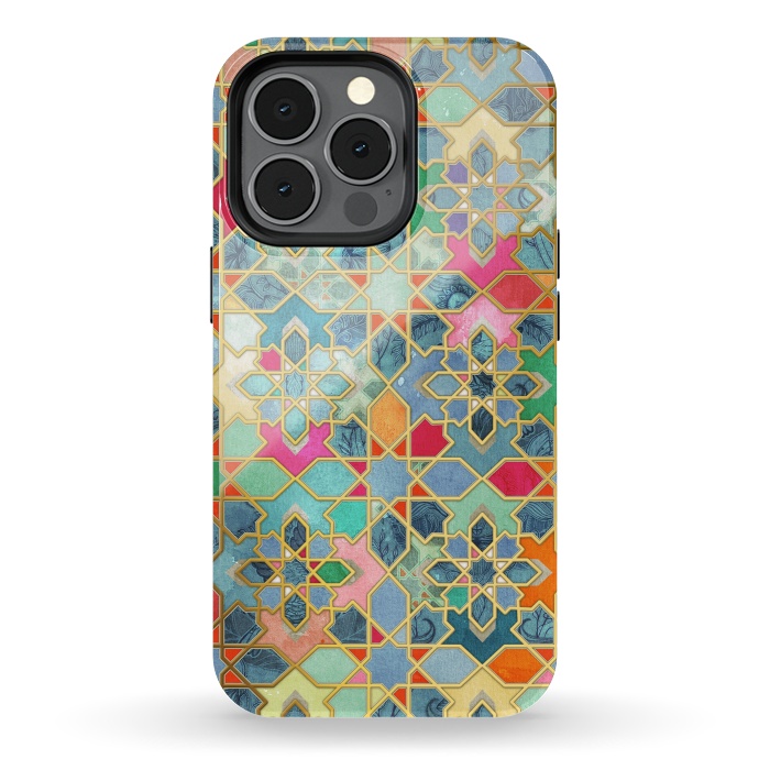 iPhone 13 pro StrongFit Gilt & Glory - Colorful Moroccan Mosaic by Micklyn Le Feuvre