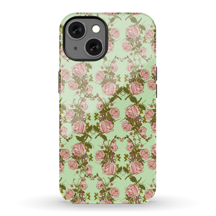 iPhone 13 StrongFit Vintage Rosy Floral by Quirk It Up